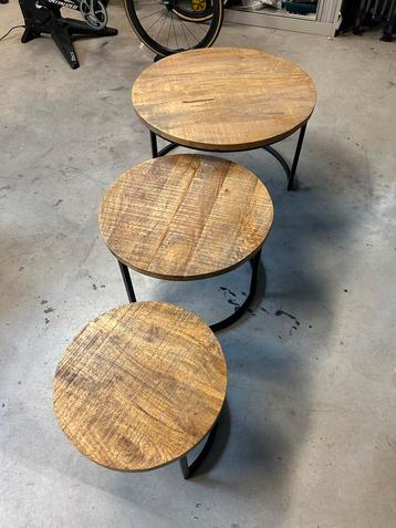 3 Salontafels Mangohout - Set beschikbaar voor biedingen