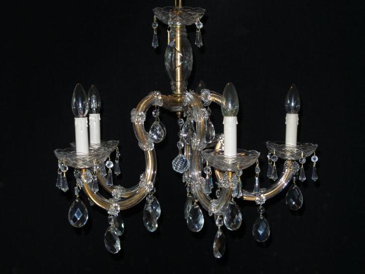 Aparte Maria Theresia kroonluchter met mooie pegels, en heef, Huis en Inrichting, Lampen | Kroonluchters, Gebruikt, Ophalen