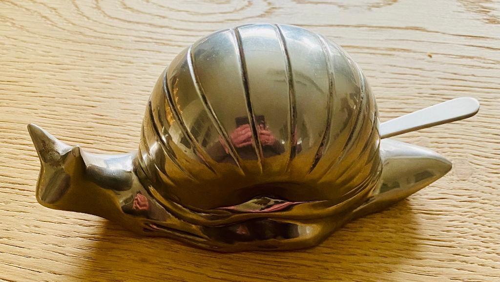 Vintage verzilverde slakkenbotervloot, Antiek en Kunst, Ophalen of Verzenden, Zilver