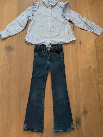 et splitjes en gestreepte blouse donkerblauw wit 128 beschikbaar voor biedingen
