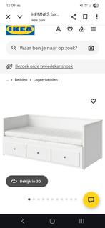 Hemnes bed uitschuifbaar, Gebruikt, Eenpersoons, Wit, Ophalen of Verzenden