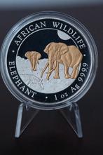 1 oz African Wildlife Elephant Vergulde Zilvermunt, 2026, Verzenden, Zilver