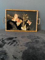 Vintage Dienblad met Vlinders, Ophalen of Verzenden, Gebruikt, Rechthoekig, Hout