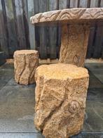 leuk tuinsetje van granit of marmer, Tuin en Terras, Tuintafels, Ophalen, Zo goed als nieuw, Rond, Metaal