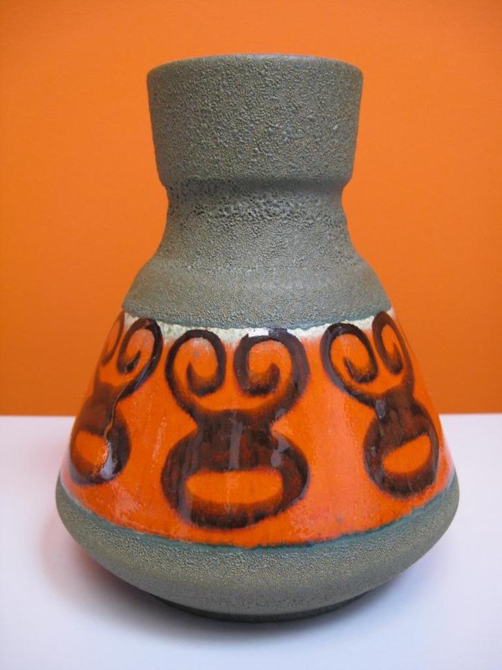 retro vintage vaas Dümler & Breiden Höhr West Germany 70s, Huis en Inrichting, Woonaccessoires | Vazen, Zo goed als nieuw, Oranje