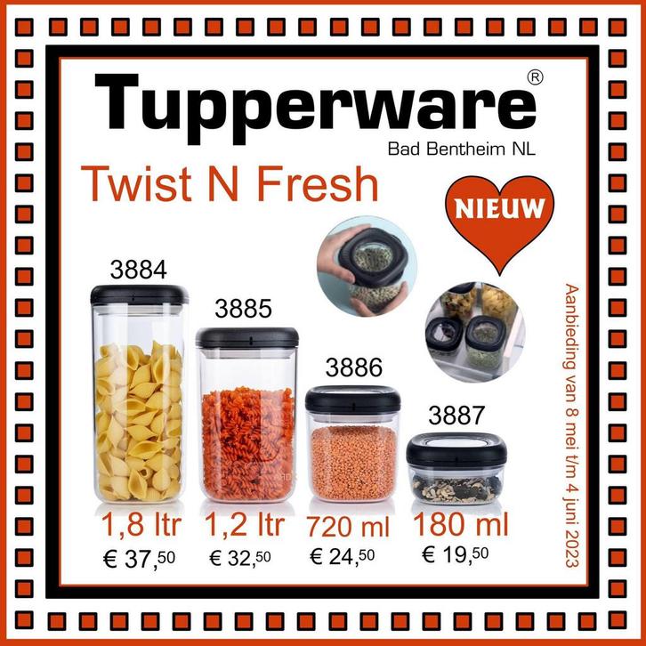 Tupperware Twist N Fresh Voorraadbussen, Huis en Inrichting, Keuken | Tupperware, Nieuw, Bus of Trommel, Ophalen of Verzenden