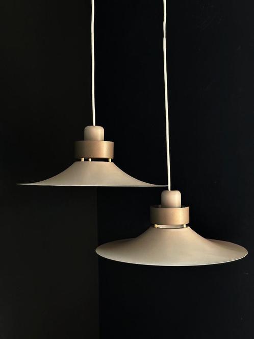 Hanglampen taupe Horn Belysning type 778 set van 2, Huis en Inrichting, Lampen | Hanglampen, Zo goed als nieuw, Minder dan 50 cm