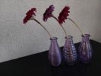 3 Paarse Bloemenvaasjes - Zo Goed Als Nieuw, Ophalen, Overige kleuren, Minder dan 50 cm, Glas