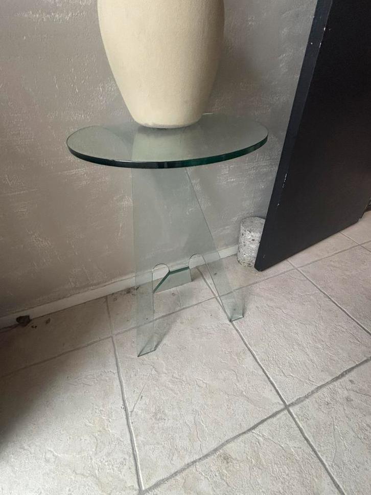 FIAM italia bijzettafel glas maker Vittorio Livi, Huis en Inrichting, Tafels | Bijzettafels, Zo goed als nieuw, Rond, 45 tot 60 cm