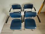 4x Gispen 201 buisframe stoelen (vraagprijs is per stoel), Huis en Inrichting, Stoelen, Ophalen, Blauw, Leer, Zo goed als nieuw