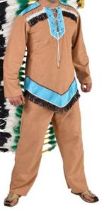 Leuk beige/blauw/wit/bruin INDIAAN/NATIVE AMERICAN pak, Ophalen, Carnaval, Kleding, Maat 56/58 (XL)