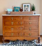 Antieke ladekast / commode marmer blad, Ophalen, Zo goed als nieuw, 3 of 4 laden, Minder dan 100 cm