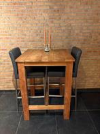 Massief houten statafel met stoelen, Ophalen, Gebruikt, Inclusief barstoelen