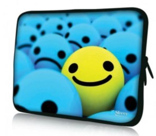 ‘Smiley’ neoprene laptophoes met rits, Computers en Software, Laptophoezen, Zo goed als nieuw, 14 inch, Ophalen of Verzenden