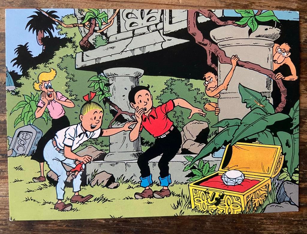 Ansichtkaart Suske en Wiske in de jungle 1990, Verzamelen, Stripfiguren, Verzenden, Suske en Wiske, Zo goed als nieuw, Gebruiksvoorwerp