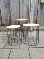 3 bijzettafels, Huis en Inrichting, Tafels | Bijzettafels, Ophalen, Minder dan 45 cm, Minder dan 55 cm, Metaal of Aluminium