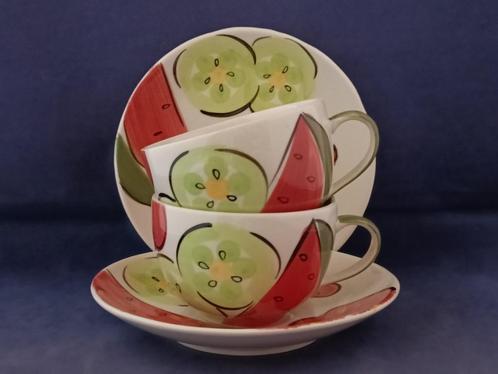 Melitta - kop en schotels met vruchtendecor, Huis en Inrichting, Keuken | Servies, Kop(pen) en/of Schotel(s), Overige stijlen