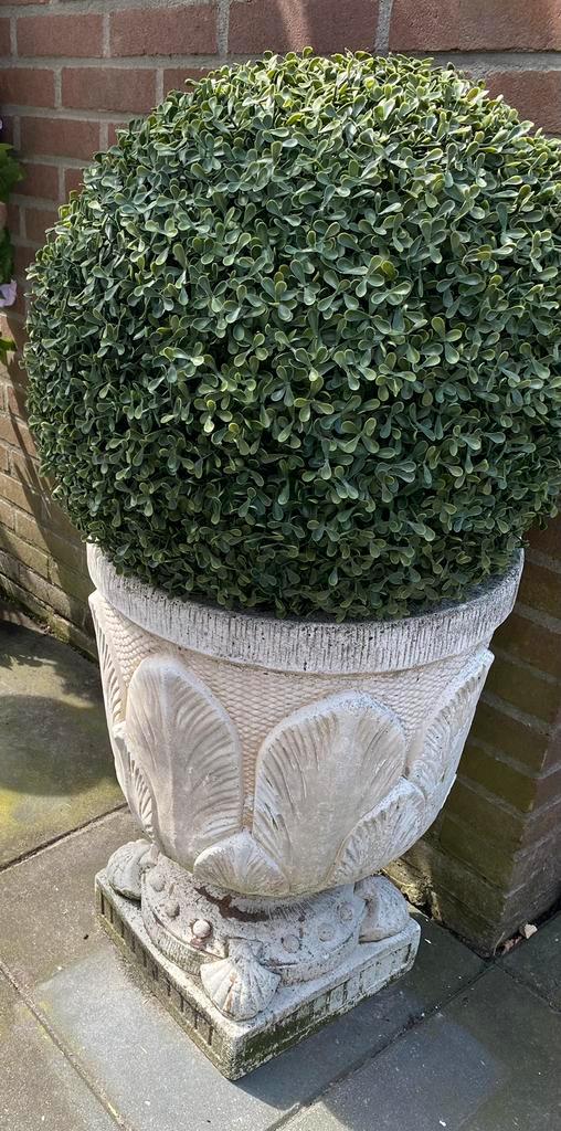 2x Kunststof Buxusbolh, Tuin en Terras, Bloembakken en Plantenbakken, Zo goed als nieuw, Kunststof, Binnen, 30 tot 60 cm, Minder dan 60 cm