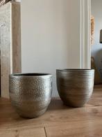 2 Grote plantenpotten, wit goud, Verzenden