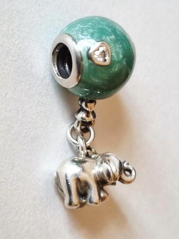 ZILVEREN PANDORA BEDEL BALLON MET OLIFANT  beschikbaar voor biedingen