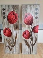 2 canvas schilderijen met reliëf, Ophalen, Zo goed als nieuw