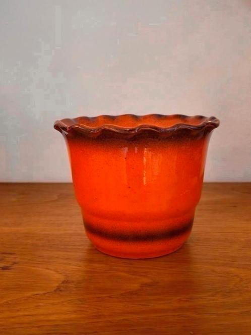 Vintage Bloempot Bloempotje Potje Oranje Jaren 70, Tuin en Terras, Bloempotten, Zo goed als nieuw, Aardewerk, Binnen, Minder dan 25 cm