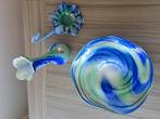 Hand geblazen glas werk blauw groene kleur, Antiek en Kunst, Antiek | Glas en Kristal, Ophalen of Verzenden