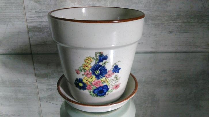 Vintage bloempot botanica porselein 12,5cm, Tuin en Terras, Bloempotten, Zo goed als nieuw, Binnen, Rond, Ophalen of Verzenden