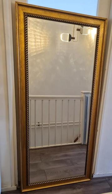 Passpiegel goud, grote spiegel goud, brocante spiegel goud beschikbaar voor biedingen