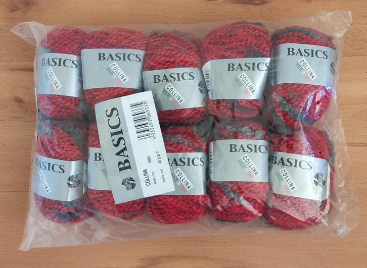 Nieuw breipakket 10 bollen koraalrood (+patroon muts+kraag)., Hobby en Vrije tijd, Breien en Haken, Nieuw, Breien of Haken, Wol of Garen
