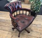Antieke Chesterfield Bureaustoel - Captain Chair, Ophalen, Gebruikt, Bruin, Bureaustoel
