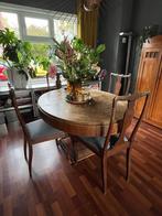 Vintage eettafel met stoelen, Huis en Inrichting, Tafels | Eettafels, Ophalen, Gebruikt, Vintage, Vier personen