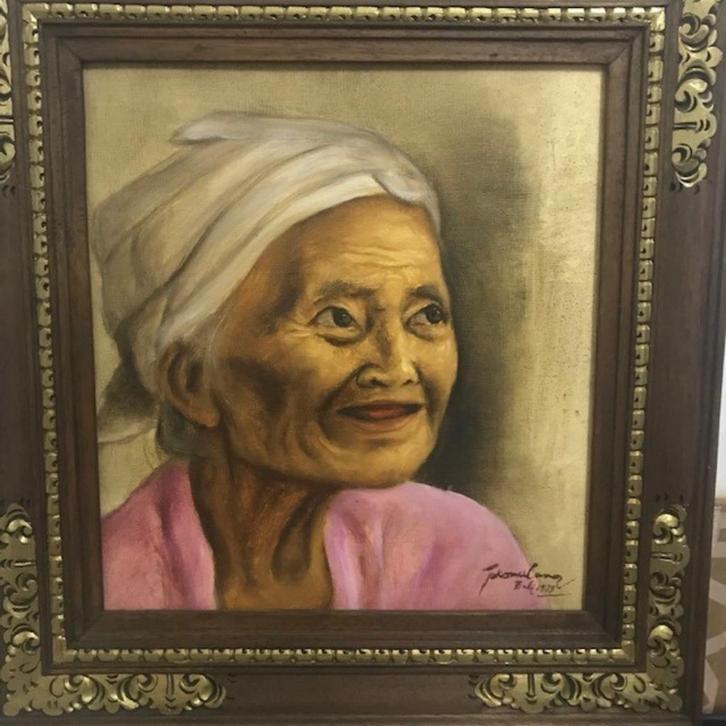 Portret van een Balinese/Javaanse vrouw, Antiek en Kunst, Kunst | Schilderijen | Klassiek, Ophalen of Verzenden