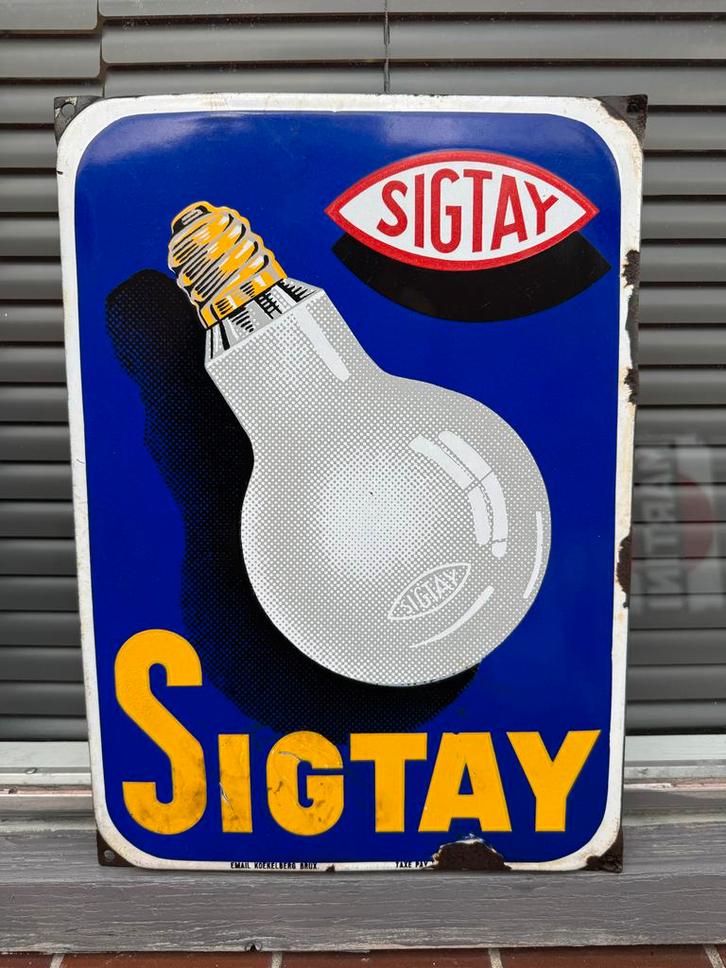 Vintage Sigtay Emaille Reclamebord, Antiek en Kunst, Antiek | Emaille, Ophalen of Verzenden