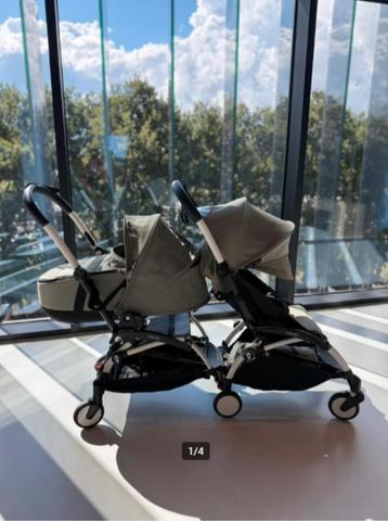 Stokke Yoyo³: Wit Frame, Olive zitjes & wieg incl. voetenzak beschikbaar voor biedingen