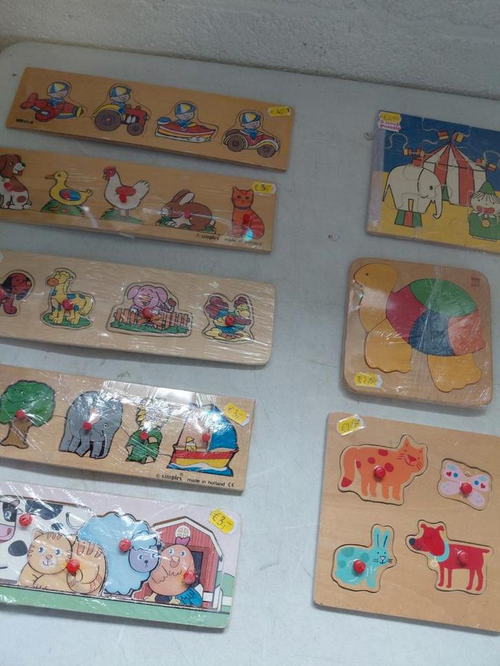 Partij Houten Puzzels - Educatief Speelgoed, Kinderen en Baby's, Speelgoed | Kinderpuzzels, Gebruikt, 2 tot 4 jaar, 10 tot 50 stukjes