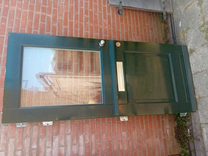 Hardhouten deur  88x210cm dubbelglas driepuntsluiting, Doe-het-zelf en Verbouw, Deuren en Horren, Zo goed als nieuw, Buitendeur