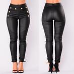 Dames leerlook broek (sexy latex rubber broek zwart leren), Maat 38/40 (M), Verzenden, Zwart, Nieuw
