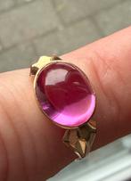 Ring 18 karaat goud met roze spinel, Ophalen of Verzenden, Zo goed als nieuw, 17 tot 18, Dame