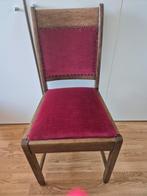 Antieke eiken rode velours stoel - vintage, Antiek en Kunst, Antiek | Meubels | Stoelen en Banken, Ophalen