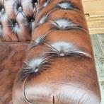 Chesterfield bank bruin gevlamd leer 1.90 breed + BEZORGING, Gebruikt, 150 tot 200 cm, Chesterfield, Ophalen of Verzenden