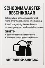 Schoonmaakster aangeboden, Vanaf 10 jaar, Overige vormen