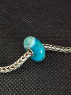 Trollbeads Trollbead turkoois gestreepte agaat retired, Sieraden, Tassen en Uiterlijk, Bedels, Nieuw, Trollbeads, 1 bedel, Edelsteen