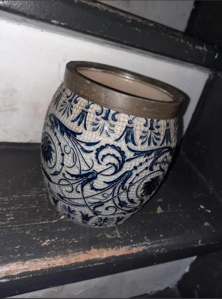 Antieke keramiek met tinnen rumtopf pot., Ophalen of Verzenden