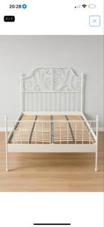 IKEA Leirvik bed 140x200 + lattenbodem, Ophalen, Wit, Tweepersoons, 140 cm