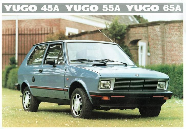 Folder Yugo 45A - 55A - 65A (ca.1989), Boeken, Auto's | Folders en Tijdschriften, Gelezen, Overige merken, Verzenden