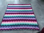 Prachtige zelf gehaakte woonplaid/woondeken bordeaux/petrol, 100 tot 150 cm, Nieuw, Ophalen of Verzenden, 150 tot 200 cm