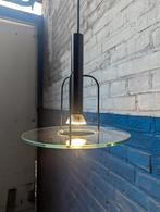Vintage hanglamp glas/ staal, Sölken Leuchten, 1980s, Huis en Inrichting, Ophalen of Verzenden, Gebruikt, Glas, Minder dan 50 cm