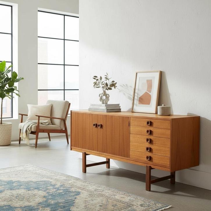 Vintage sideboard / dressoir uit Zweden, Huis en Inrichting, Kasten | Dressoirs, Zo goed als nieuw, 150 tot 200 cm, 25 tot 50 cm