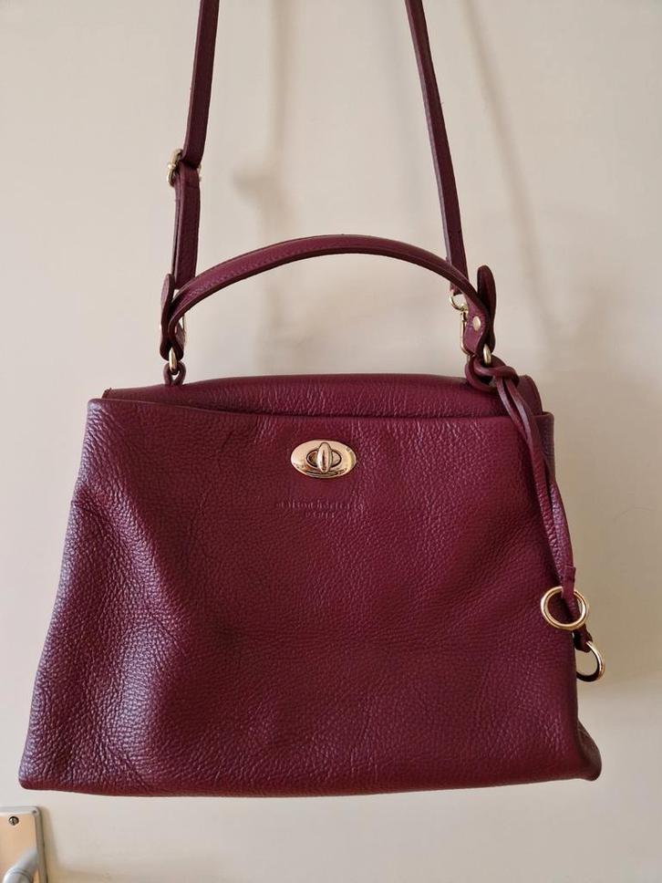 Prachtige Maison Heritage Paris leer schoudertas bordeaux, Sieraden, Tassen en Uiterlijk, Tassen | Schoudertassen, Zo goed als nieuw